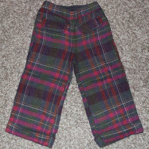 Gymboree Girls 2T Plaid Lined Pants with Cuffs and Front Pockets - Used